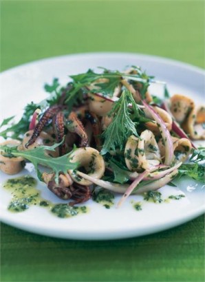 Northern Living - Squid salad with lime, coriander, mint and mizuna - Recipe